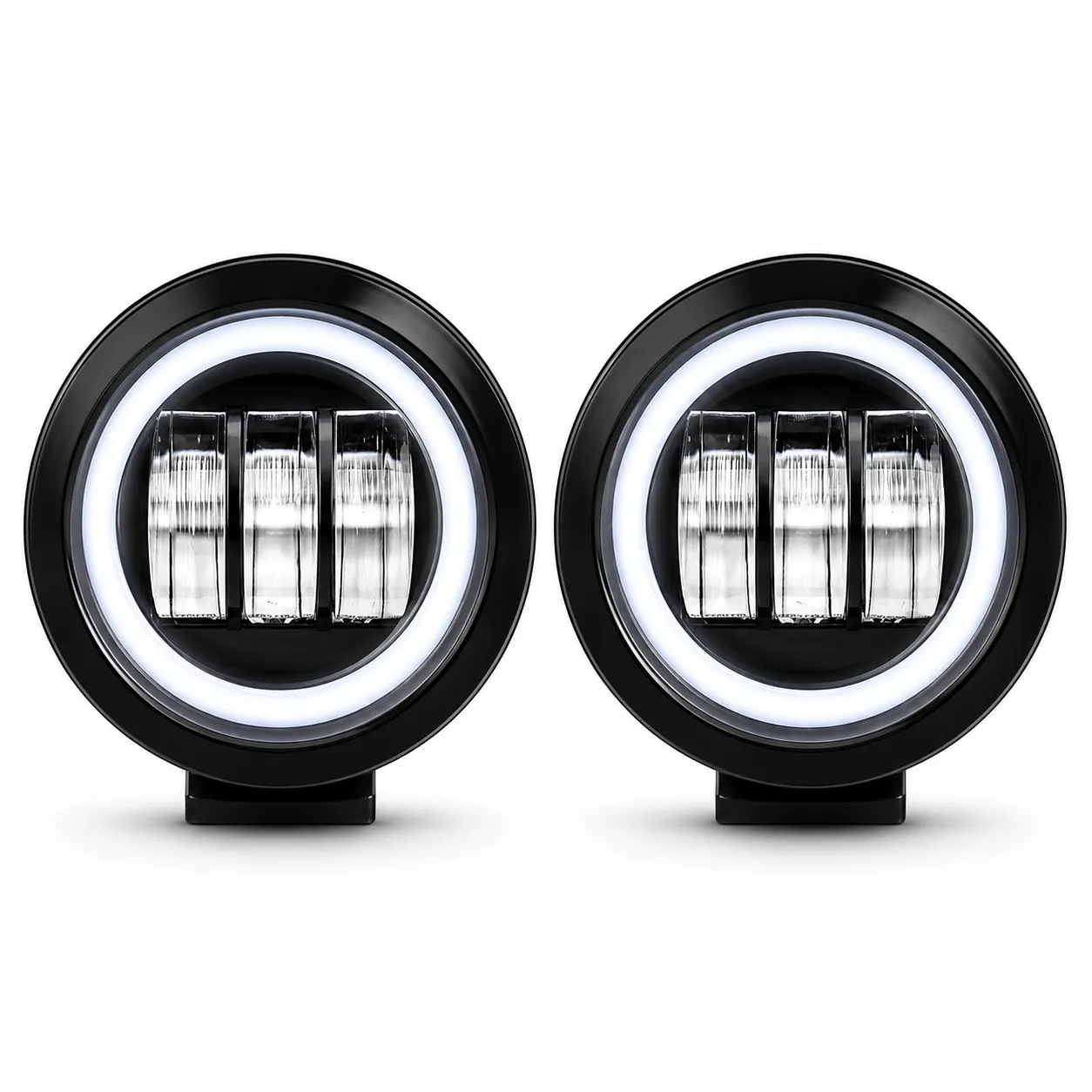 Faro de LED blanco con 3 lupas y arillo de gel