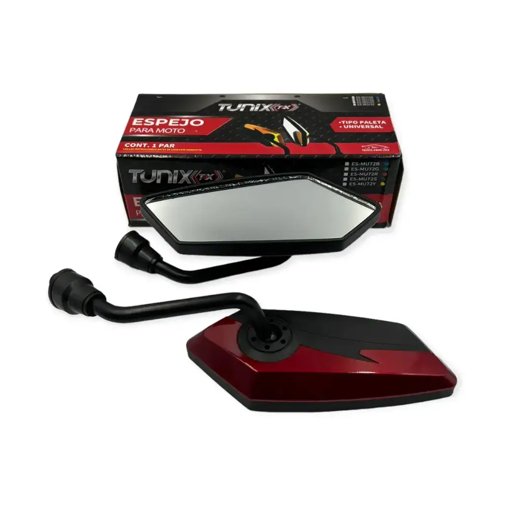 Espejo para moto universal tipo paleta rojo
