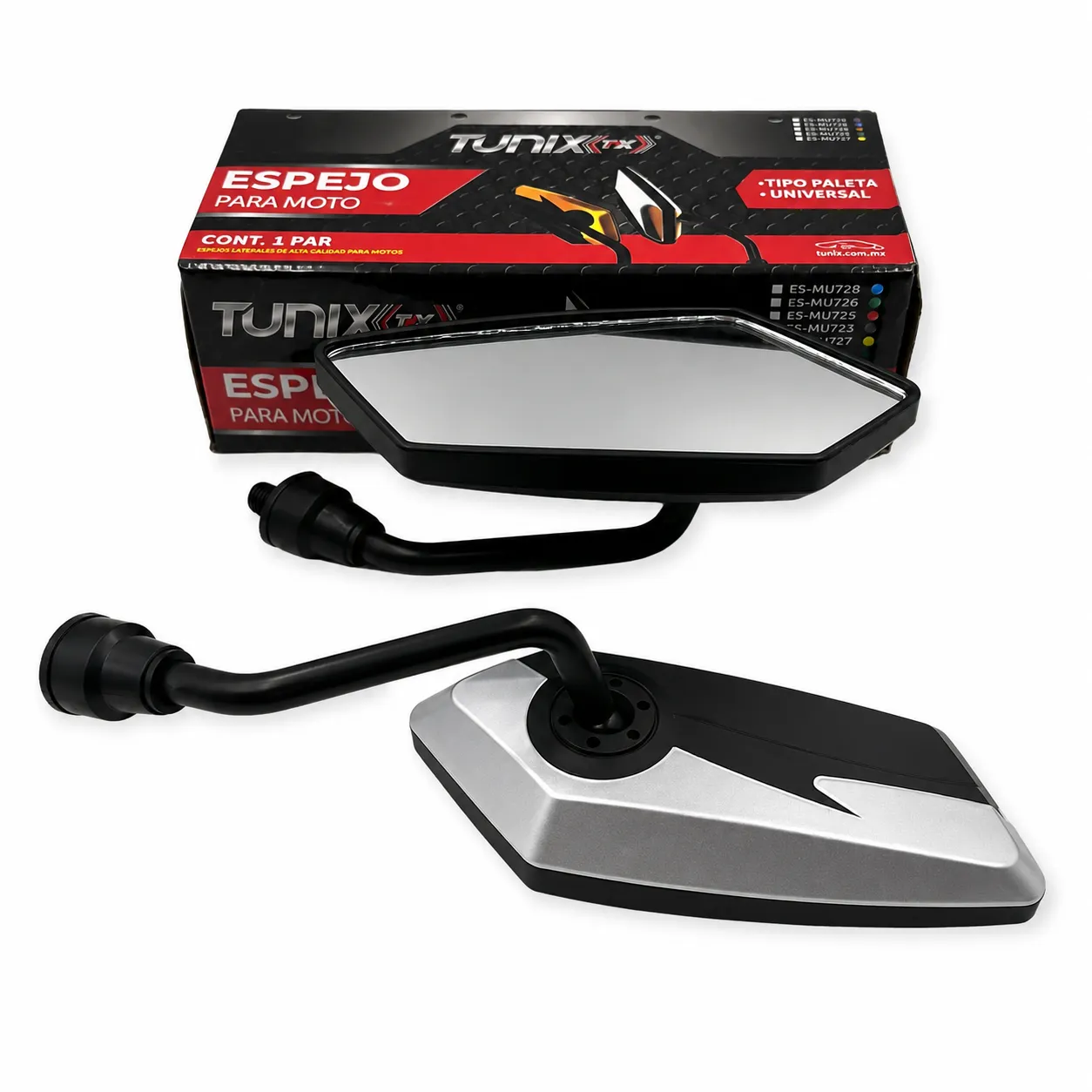 Espejo para moto universal tipo paleta plata