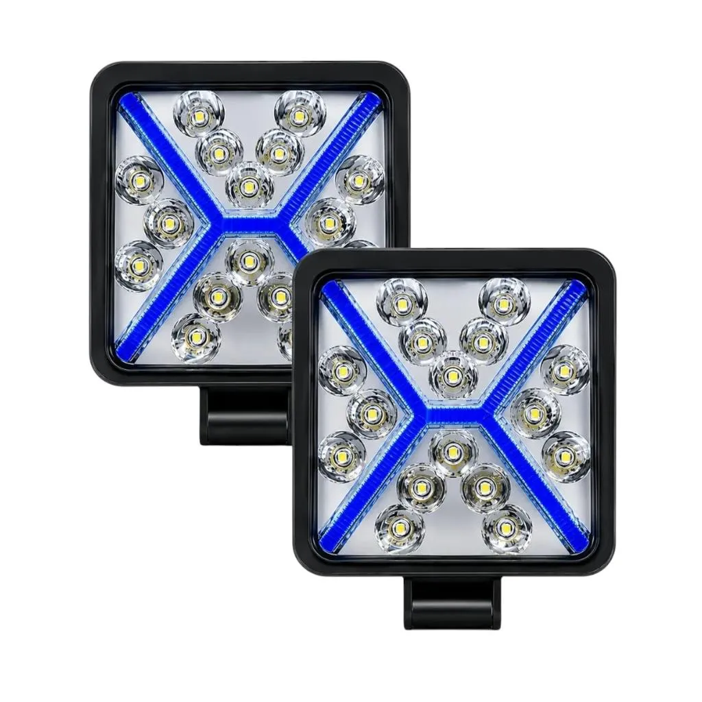Faro LED azul cuadrado glo "X"