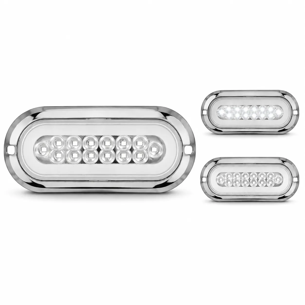 Plafón multivoltaje ovalado blanco con arillo de gel con estrobo