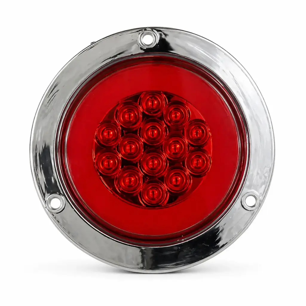 Plafón rojo multivoltaje redondo con 14 LED y GLO