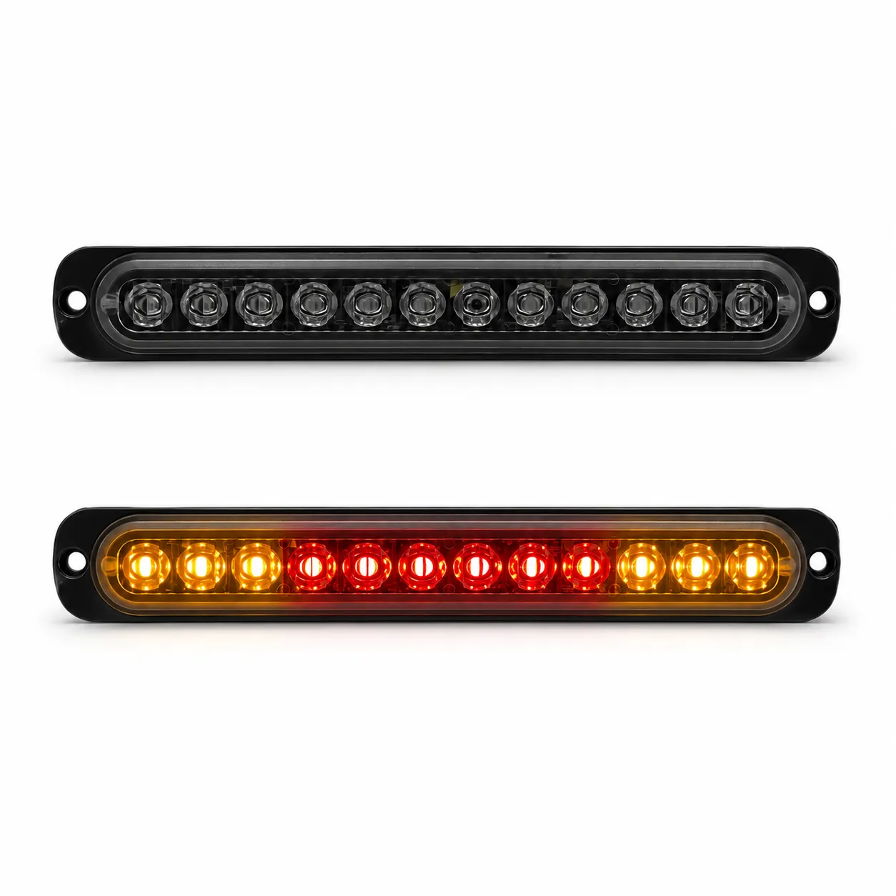 Barra LED con 12 LED color ámbar/rojo