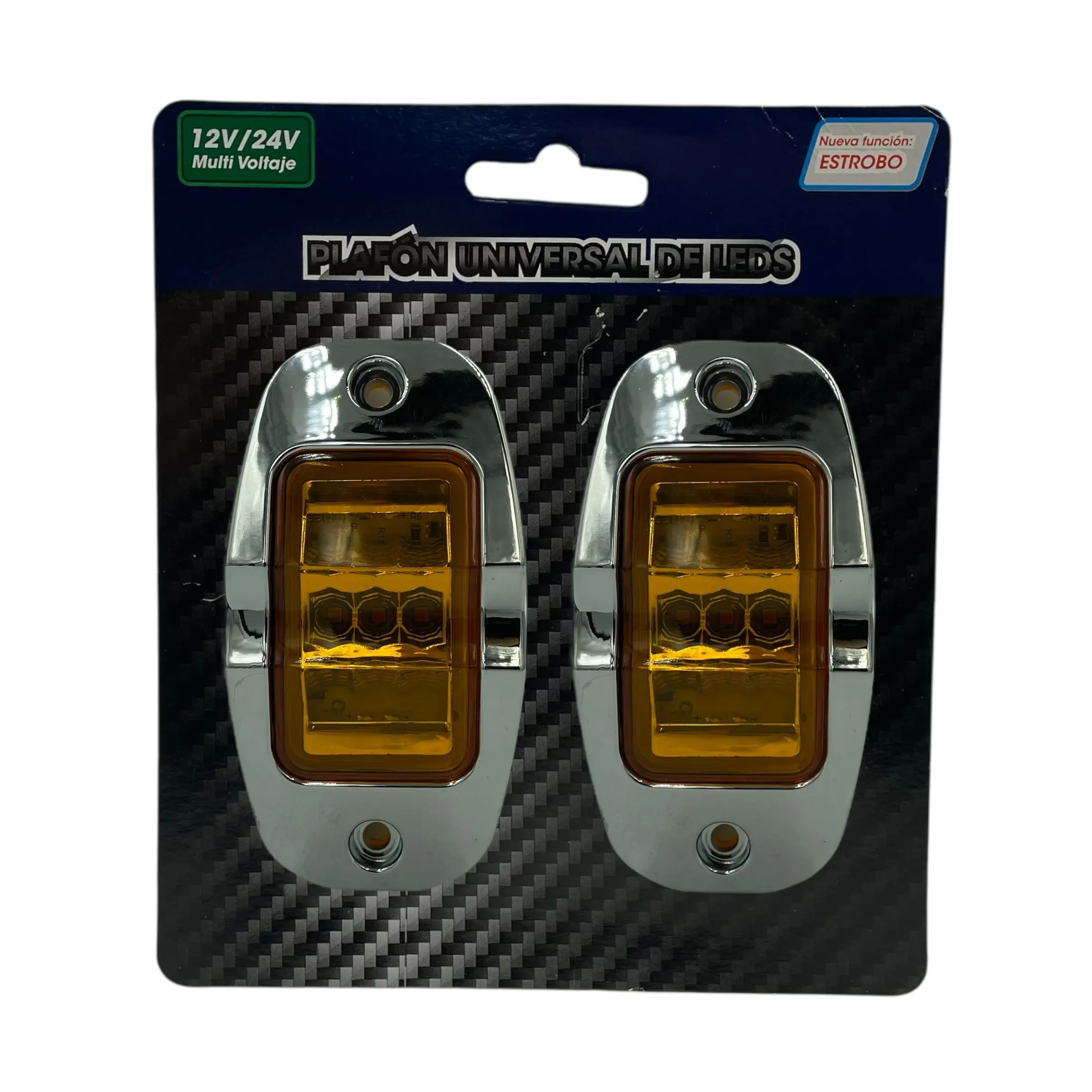 Plafón lateral 9 LED ámbar con bicel
