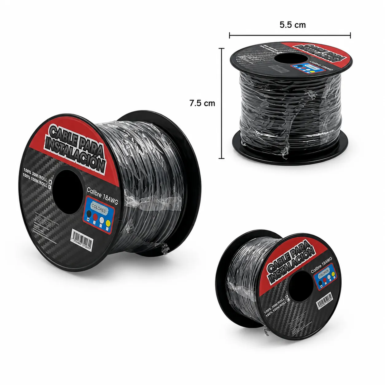 Cable para instalación negro calibre 18 / 30M