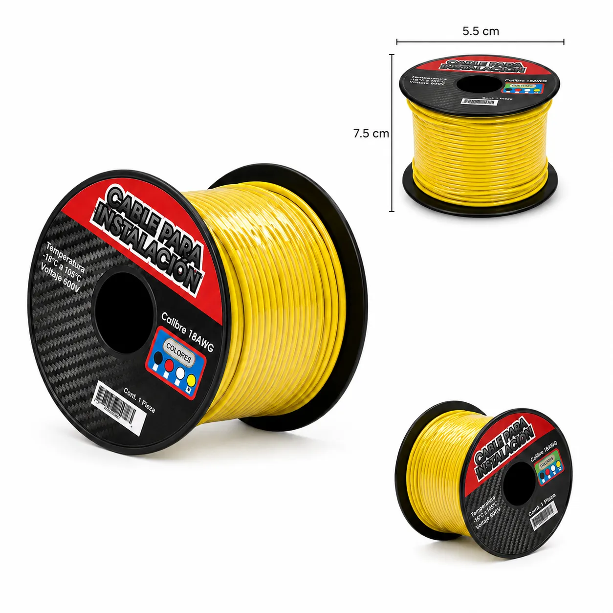 Cable para instalación amarillo de calibre 18/30 M