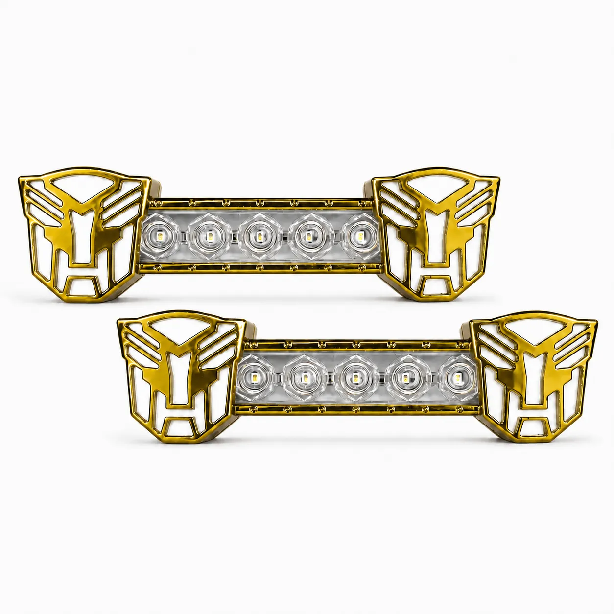 Barra LED ámbar decorativa tipo robot con carcaza de color función estrobo