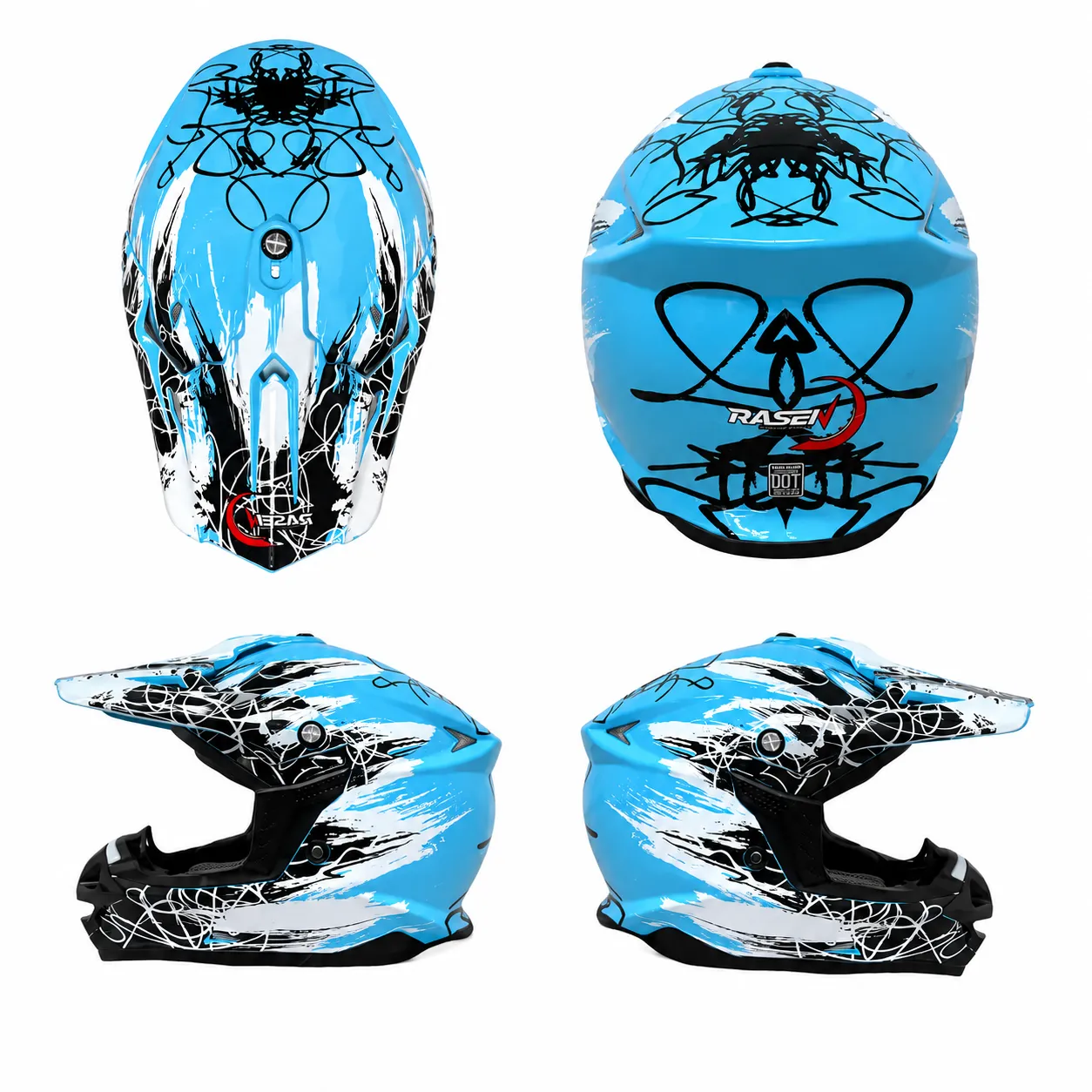 Casco tipo Cross azul con negro "L"