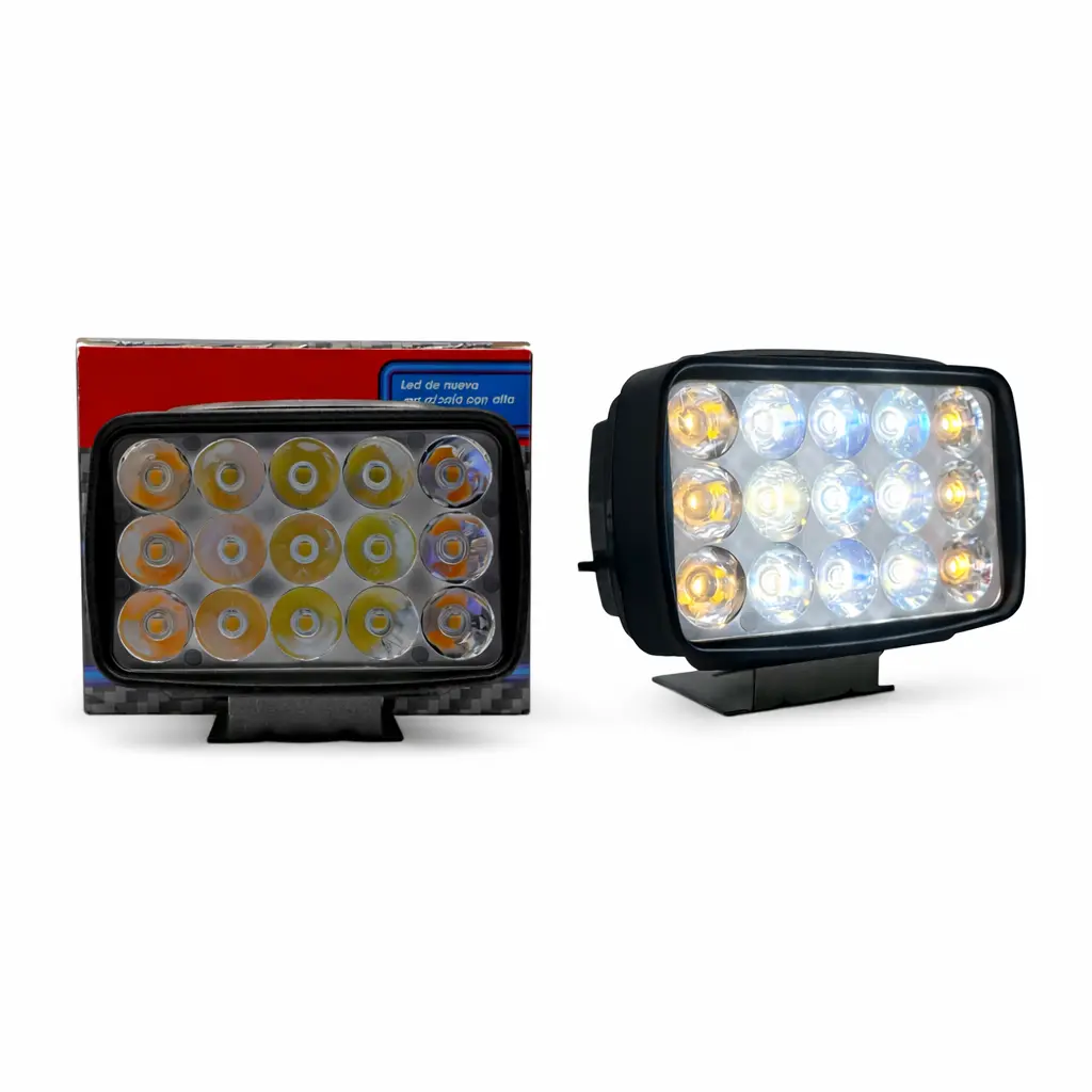 Faro de 15 LED blanco con laterales ámbar