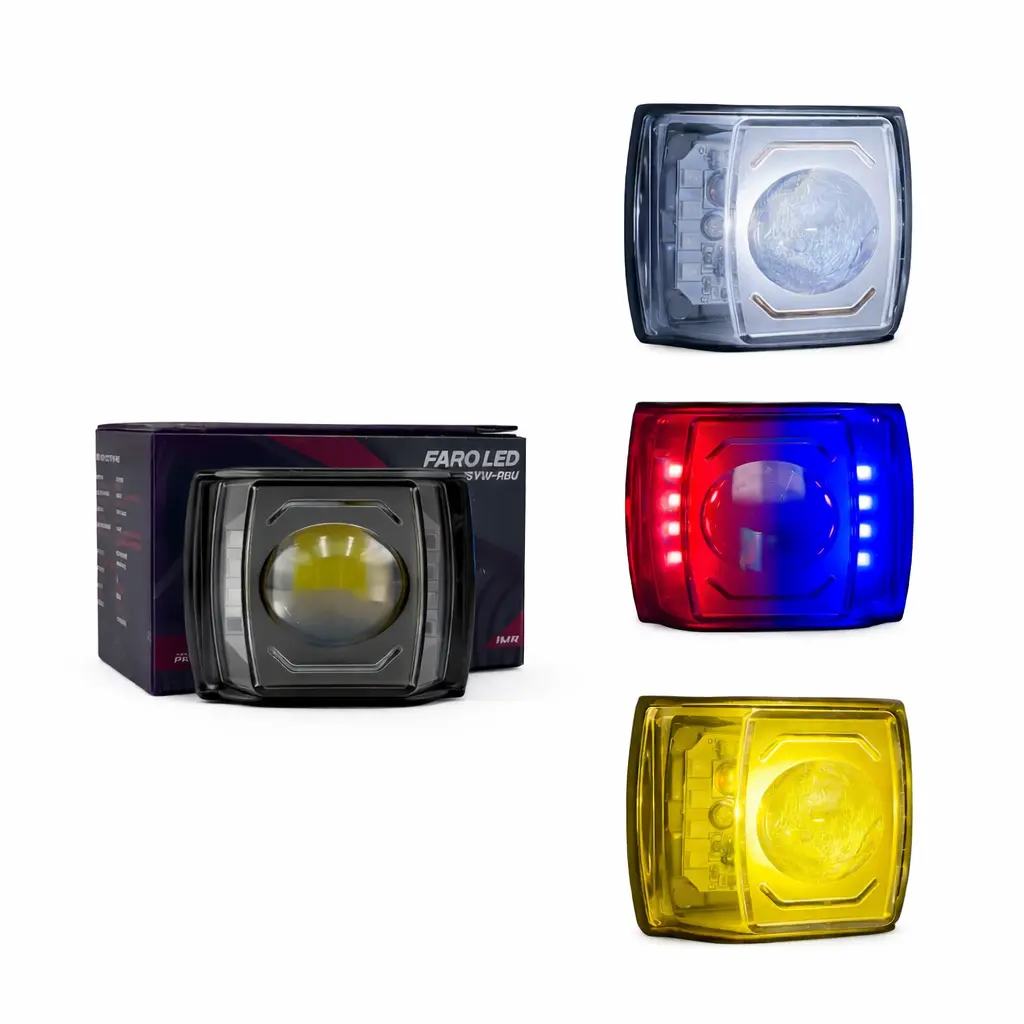 Faro auxiliar LED bicolor y cuartos patrulla