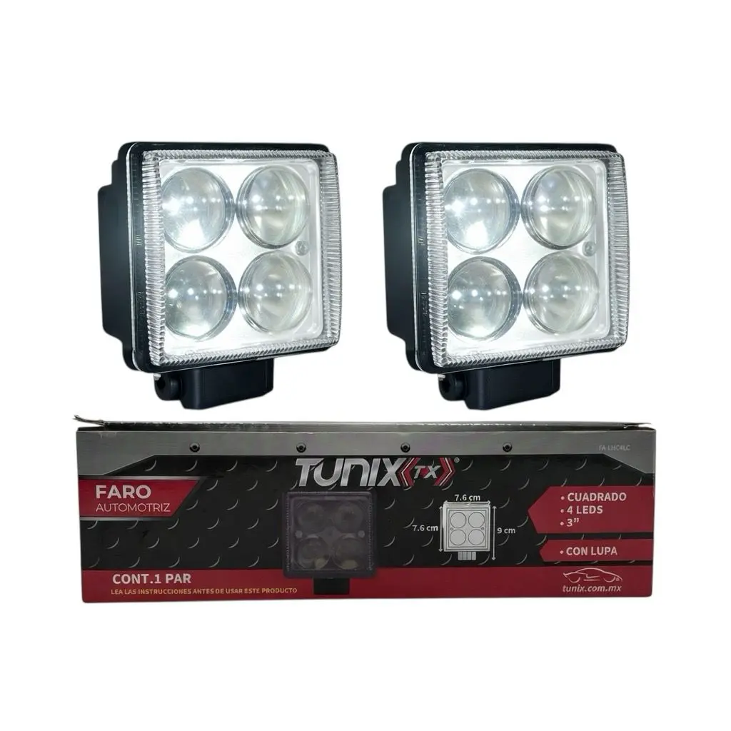 Faro cuadro con lupas de 4 LED