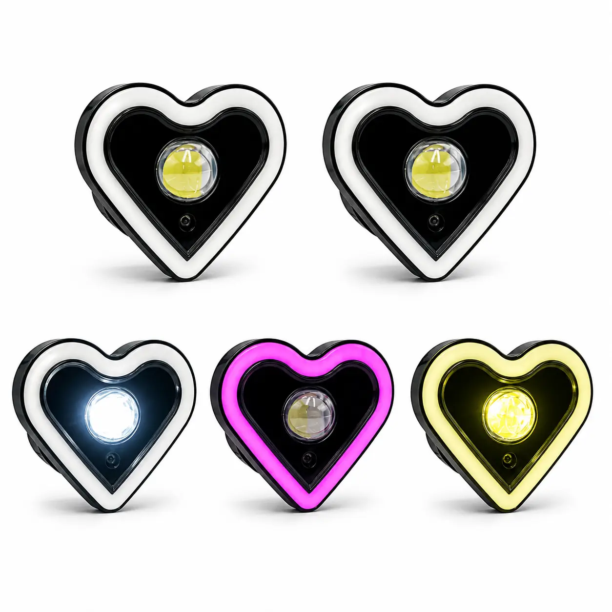 Faro LED en forma de corazon bicolor y arillo RGB