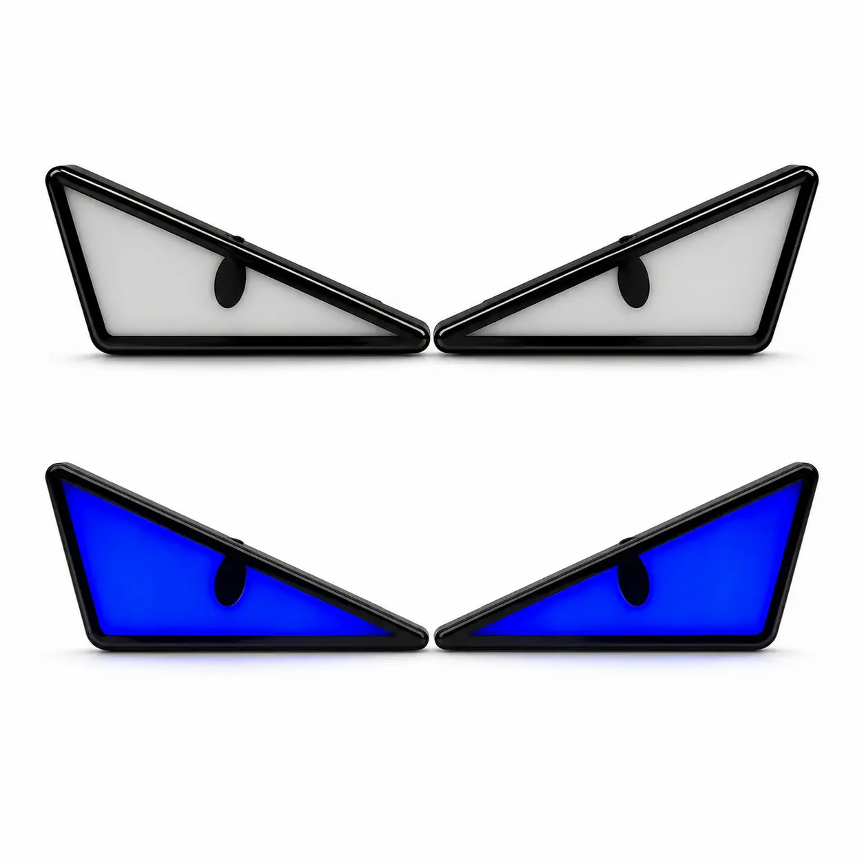 Luces LED tipo ojos triangulares azul multifunciones