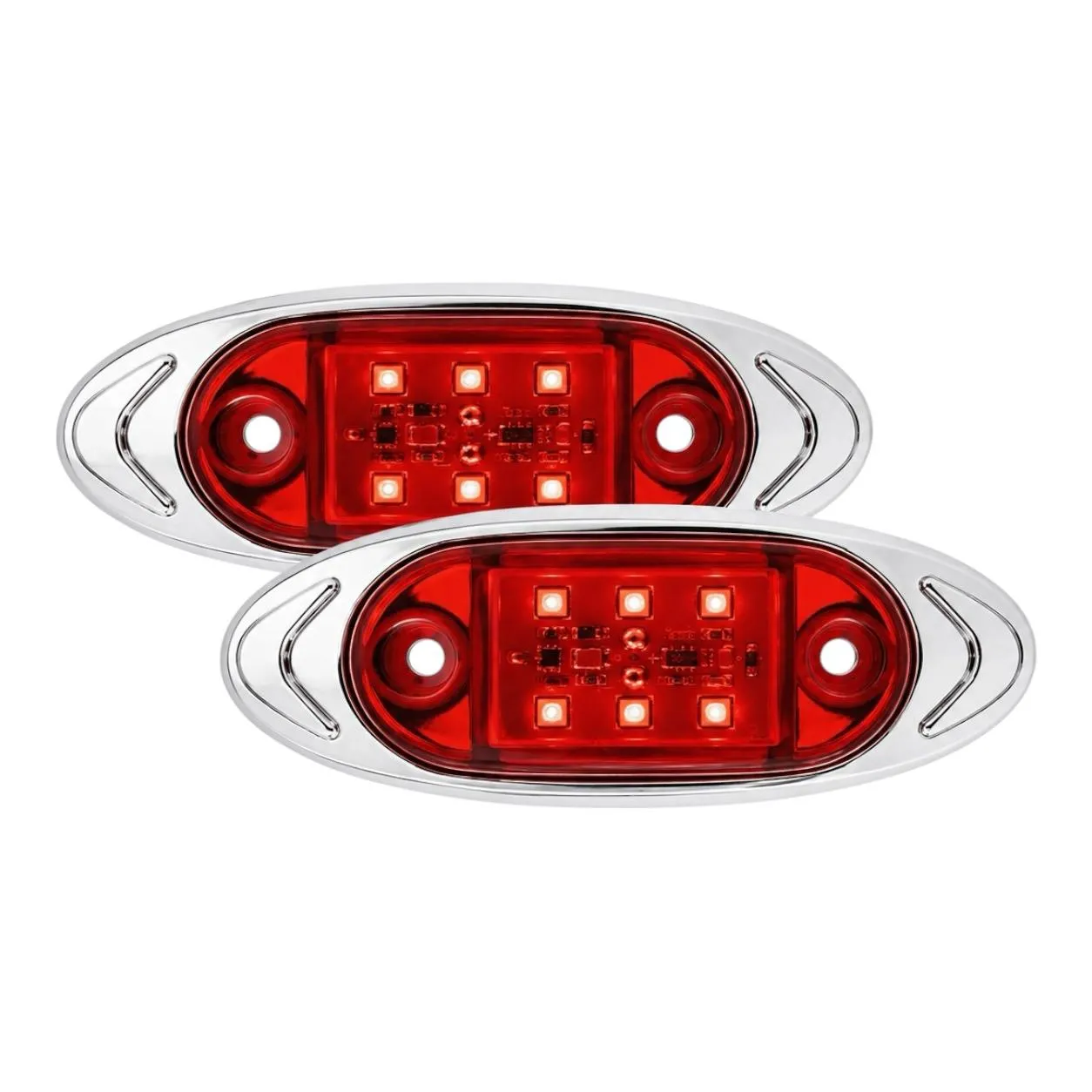 Plafón de 6 LED con contorno cromado rojo