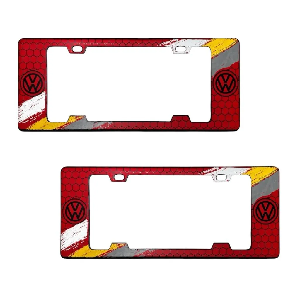 Portaplaca legal con diseño VW panal rojo tricolor
