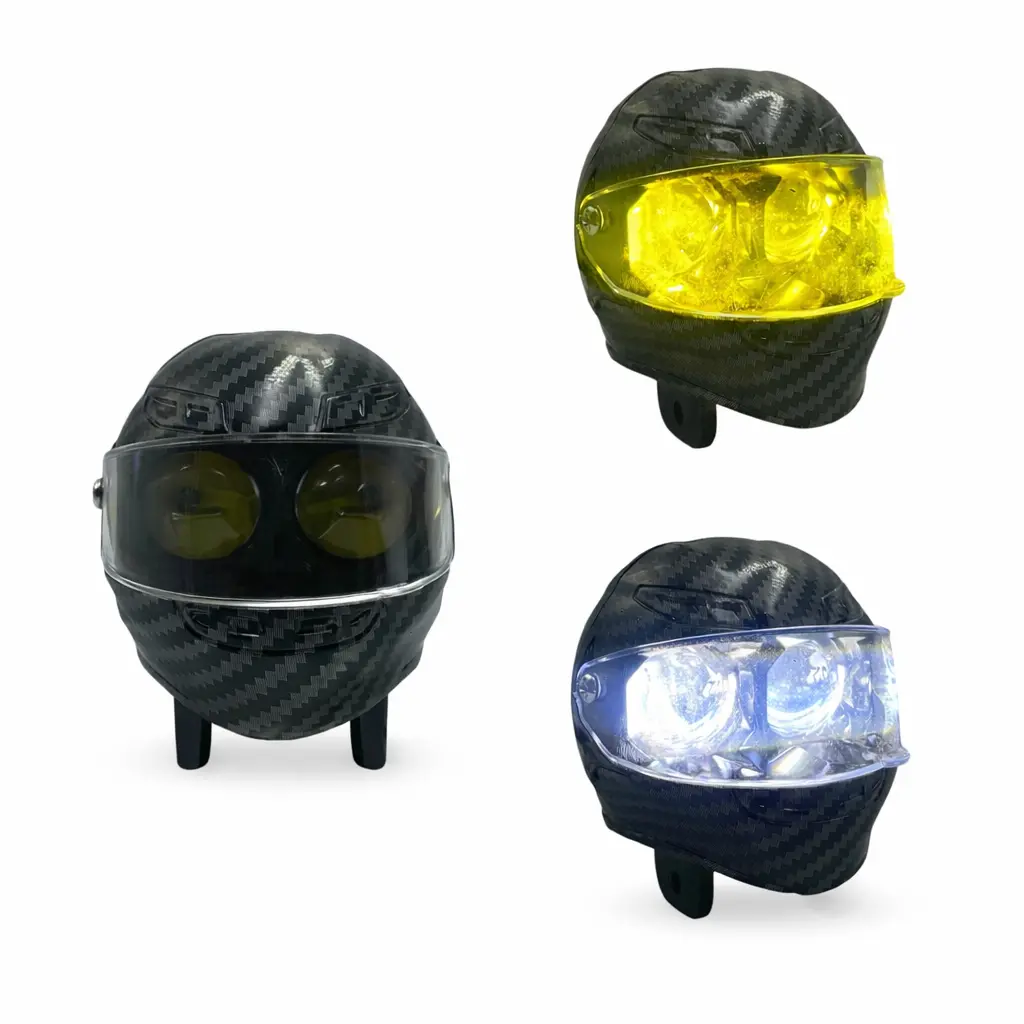 Faro LED de casco tipo fibra con dos lupas bicolor 