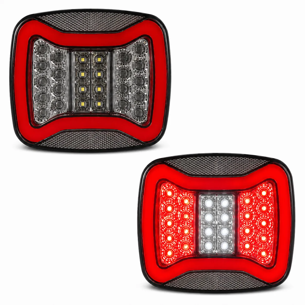 Calavera LED cuadrada roja con carcaza ahumada