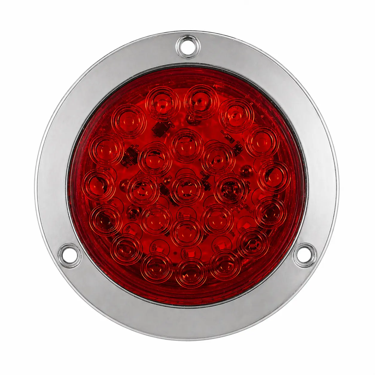 Plafón redondo LED roja con aro cromado