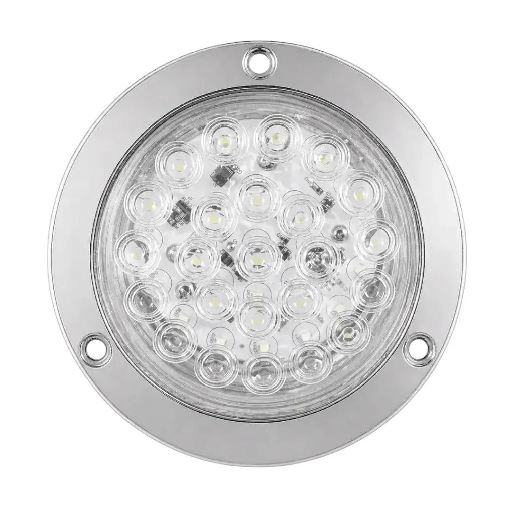 Plafón redondo LED blanco con aro cromado