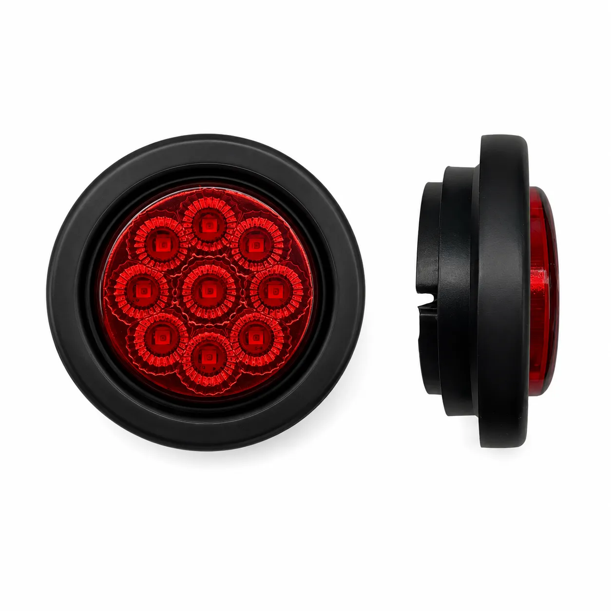 Plafón LED redondo Rojo para empotrar 9 LED