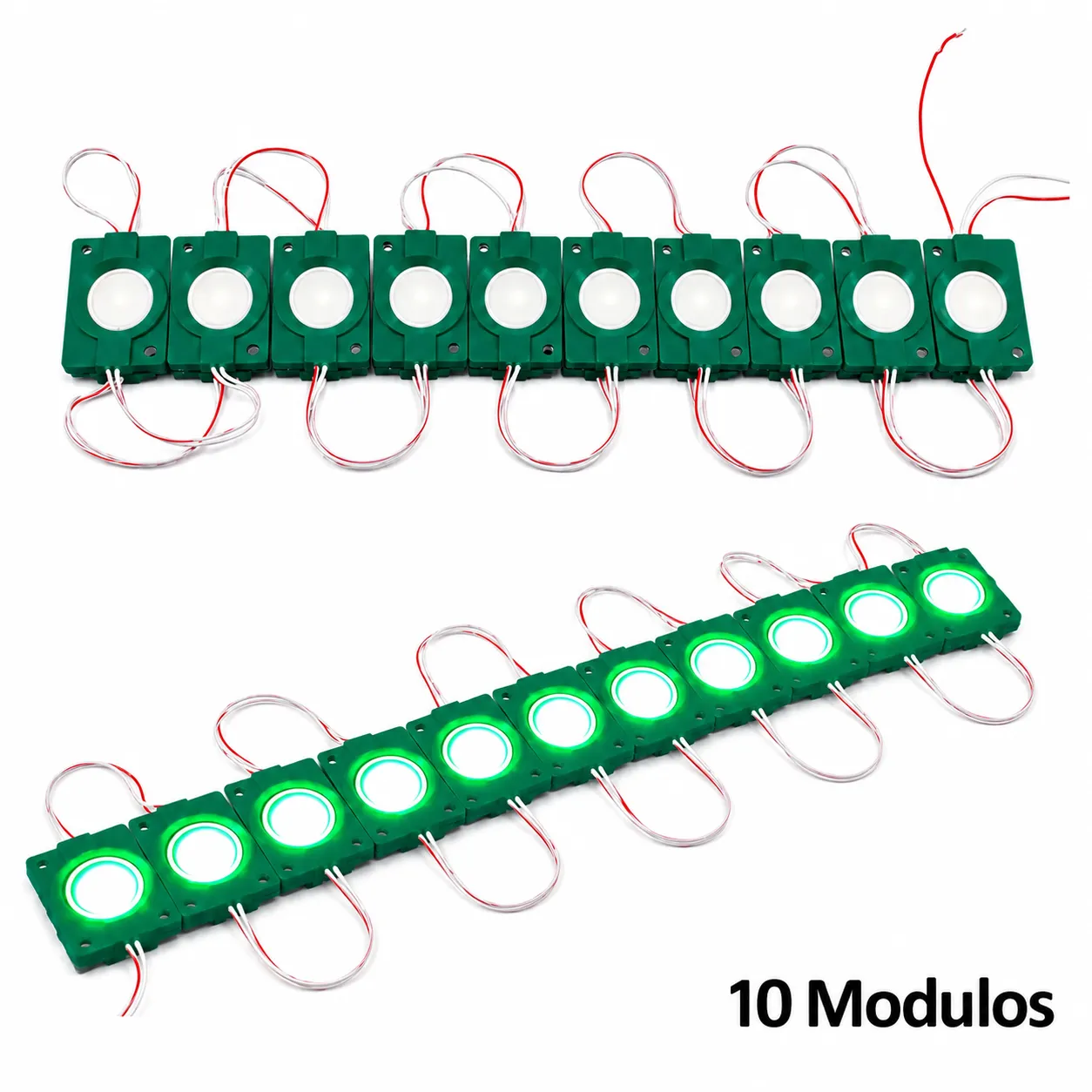 Tira de modulo LED verde plasma 10 piezas