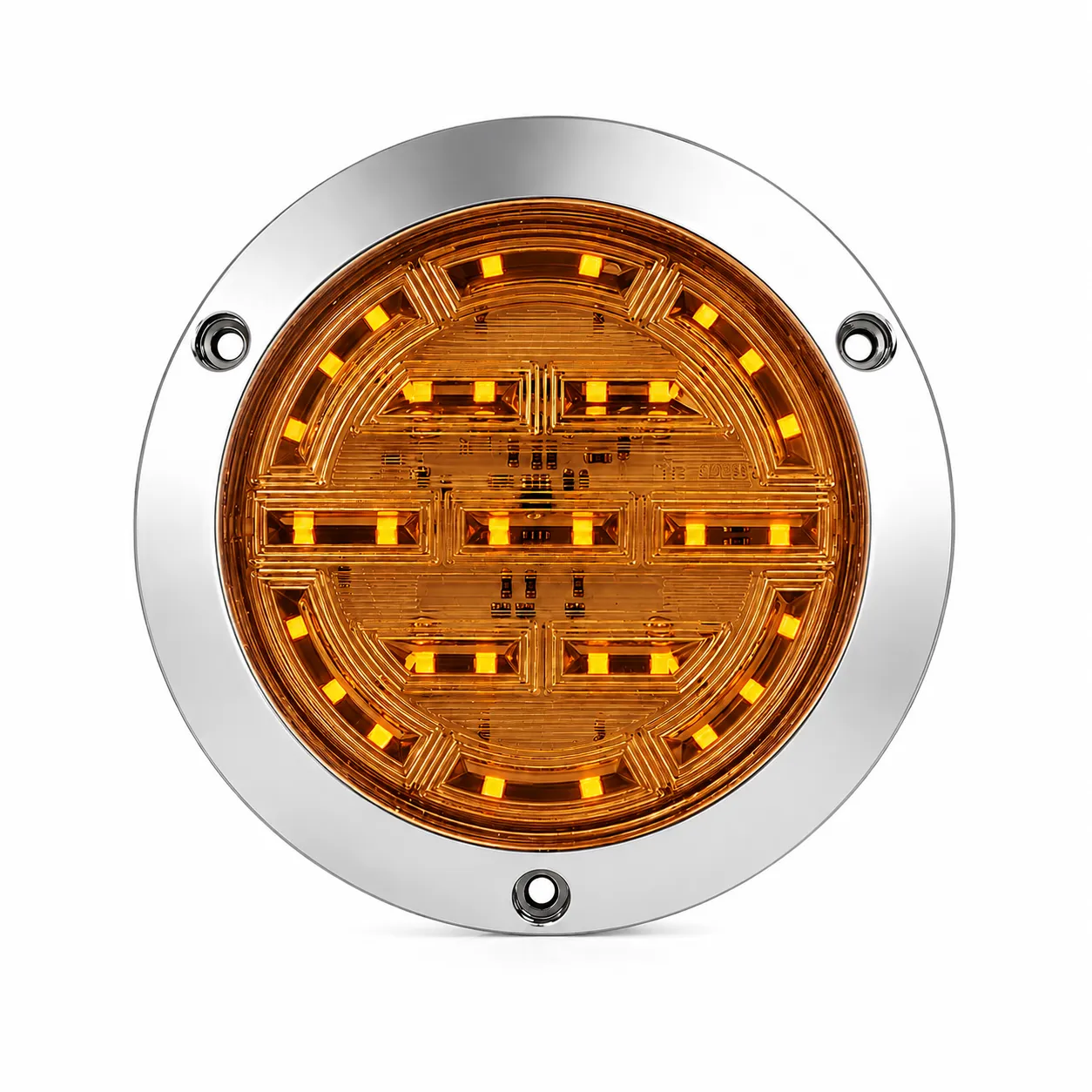 Plafón de 30 LED ambar redondo con marco cromado