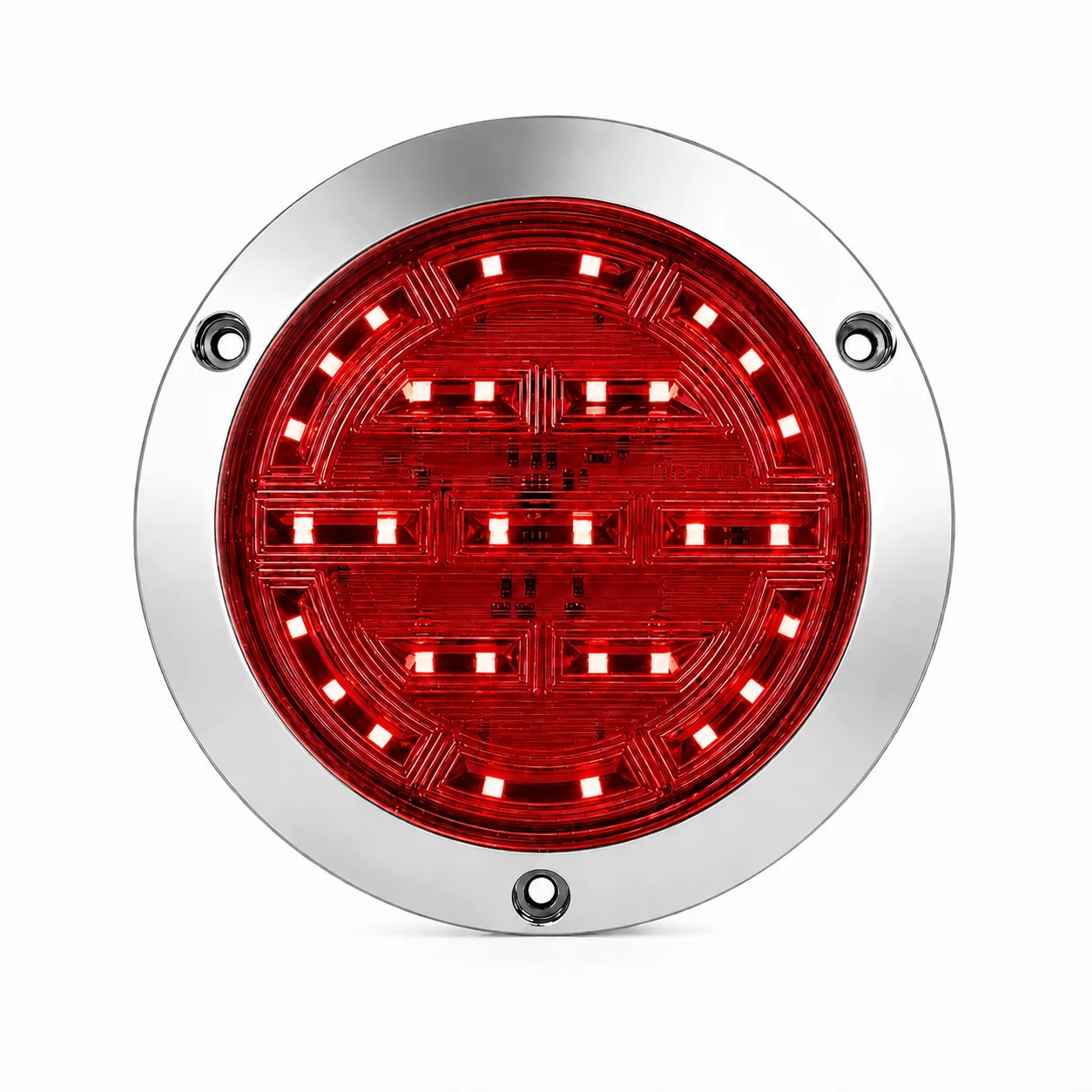 Plafón de 30 LED rojo redondo con marco cromado