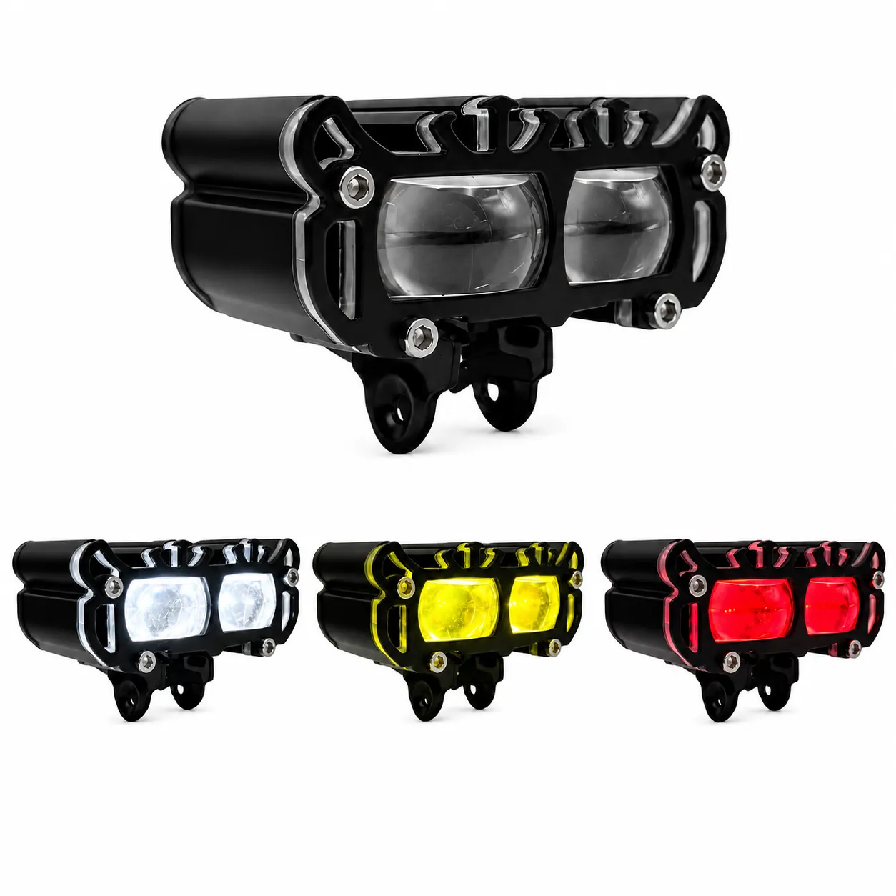 Faro LED auxiliar doble tipo proyector 4 colores para moto — foto 1 de 2