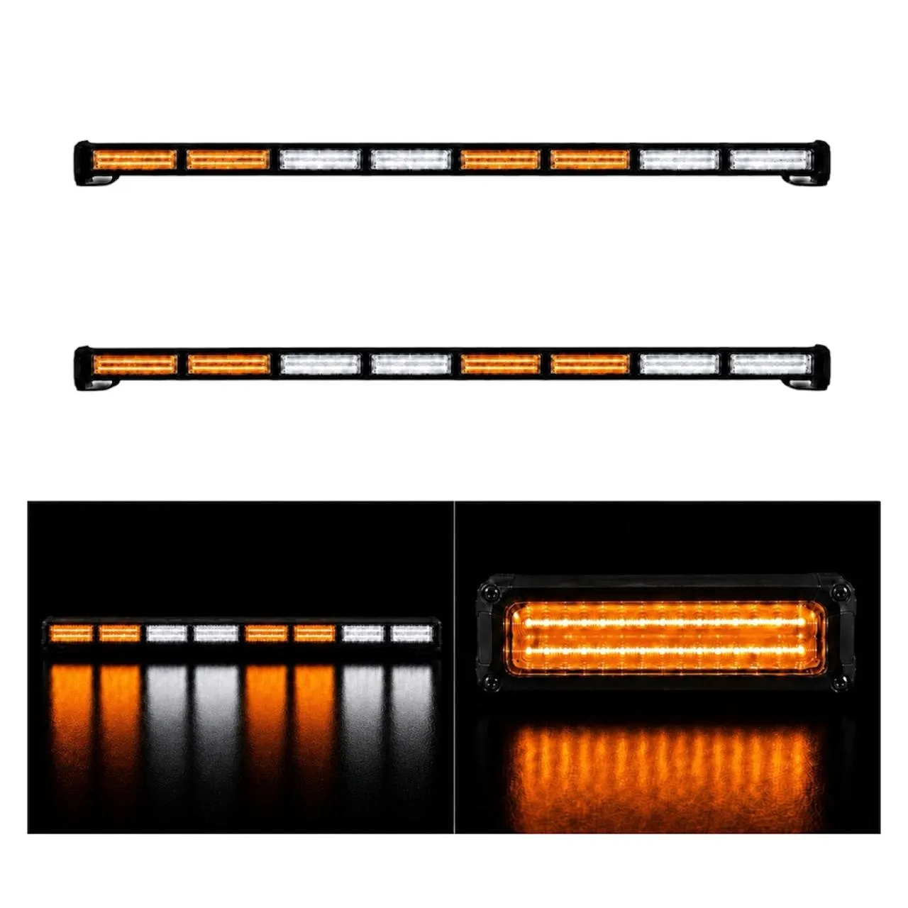 Barra LED ambar/blanco/ambar 8 módulos COB