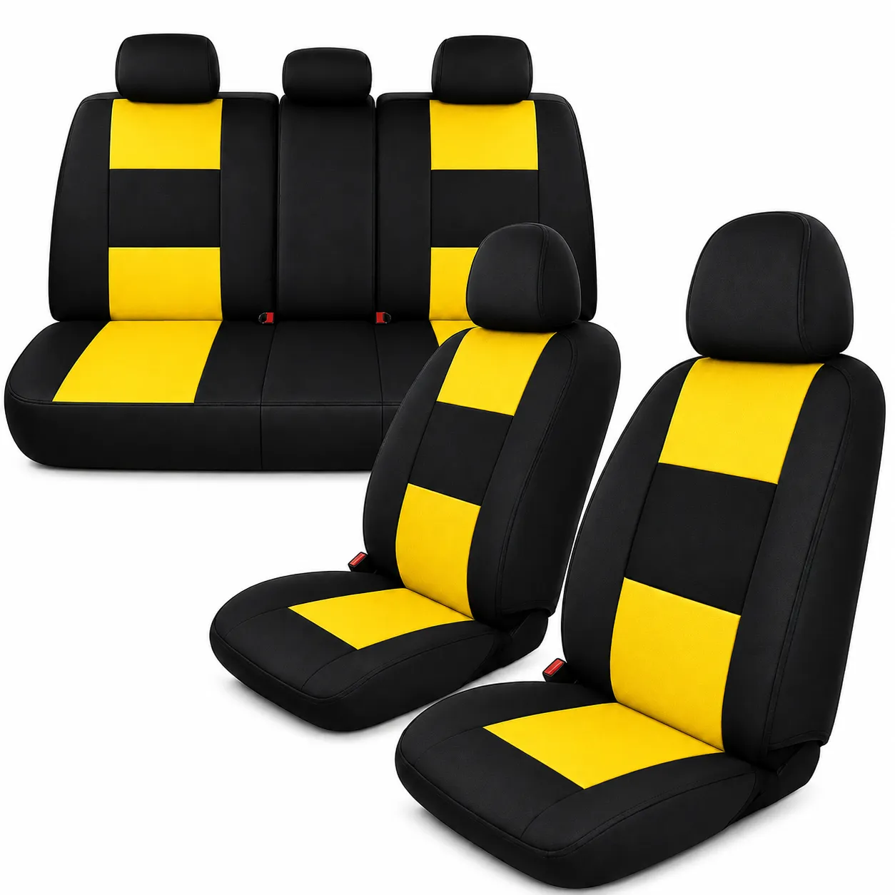 Cubre asiento amarillo cabecera separada (Juego completo, delanteros y traseros)