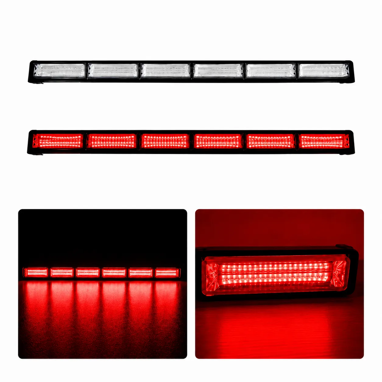 Barra LED roja de 6 paneles cob con funciones