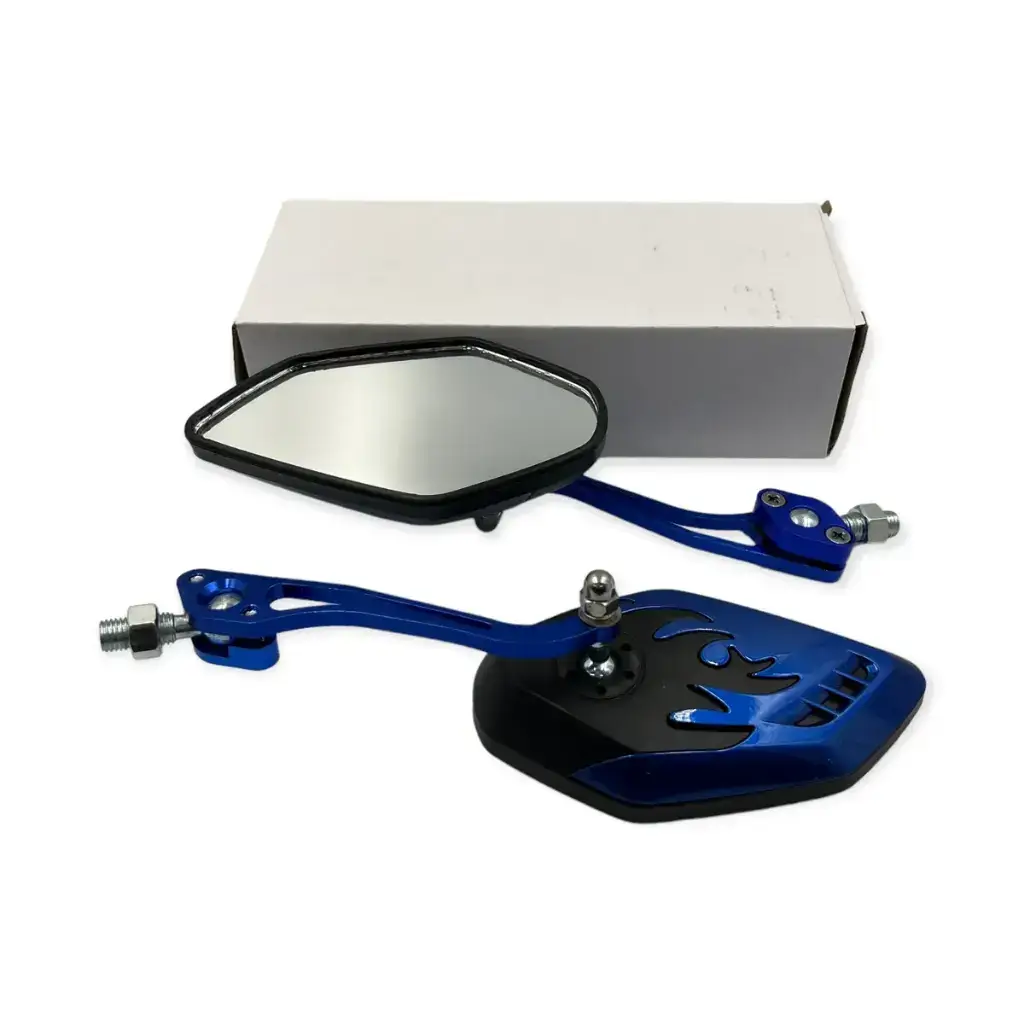 Espejo azul para moto universal tipo flamas
