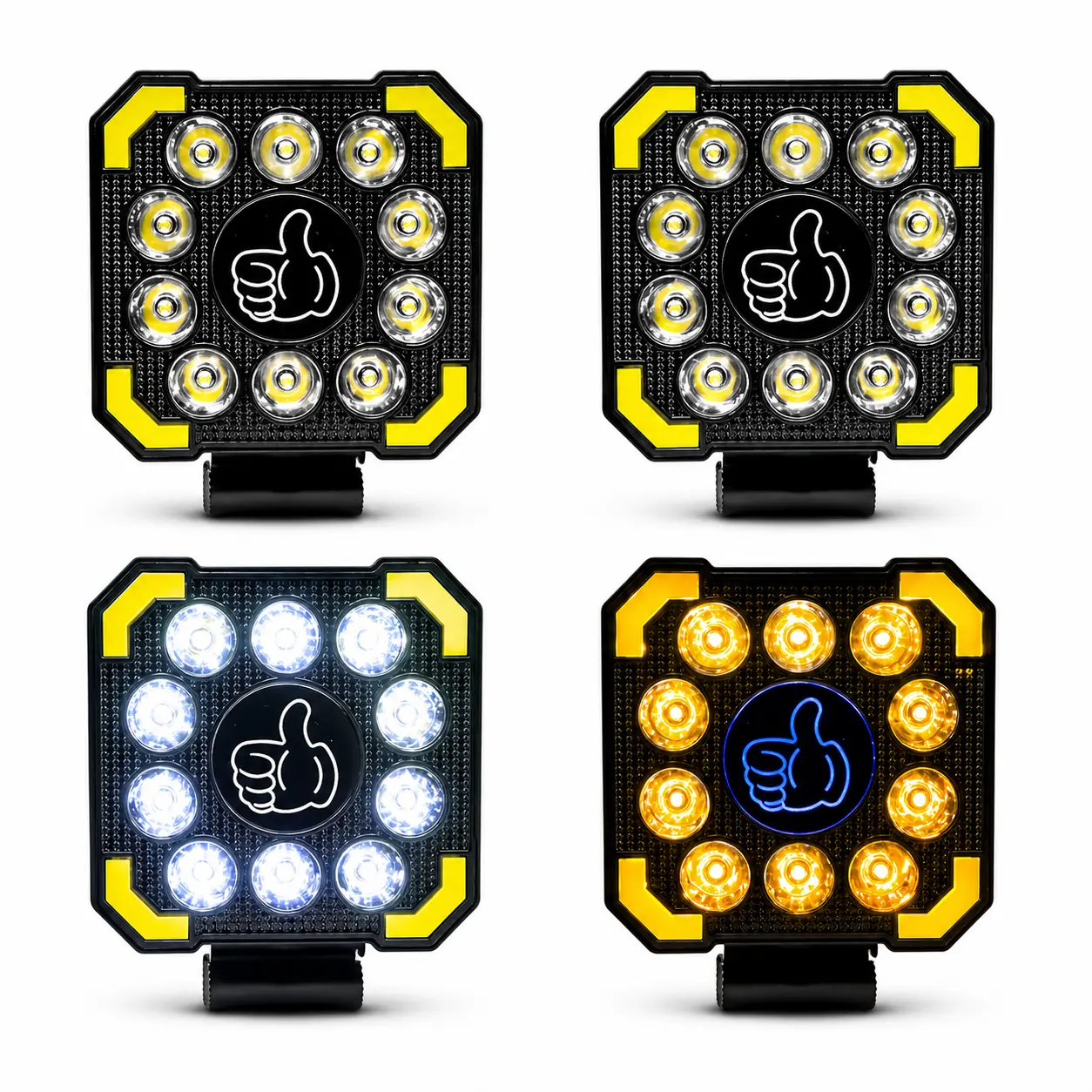 Faro LED cuadrado multifunción con Aro DRL bicolor