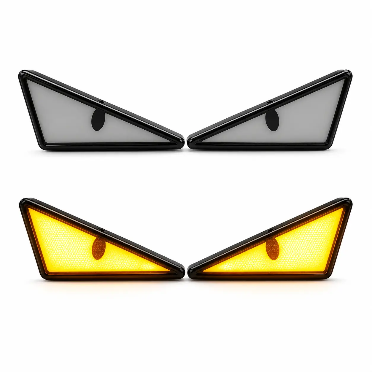 Luces LED tipo ojos triangulares ambar multifunciones