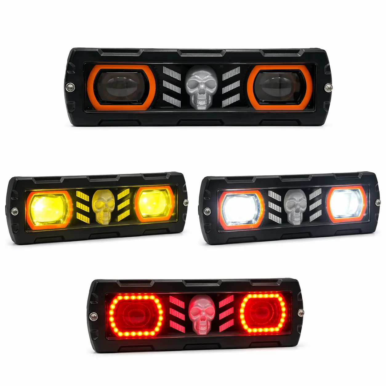 Barra LED calavera infernal bicolor con arillo