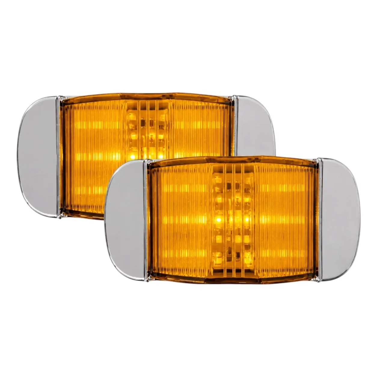 Plafón LED ambar uso rudo contorno  cromado