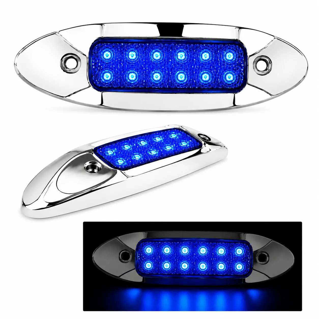 Plafón universal lateral de 12 LED azul
