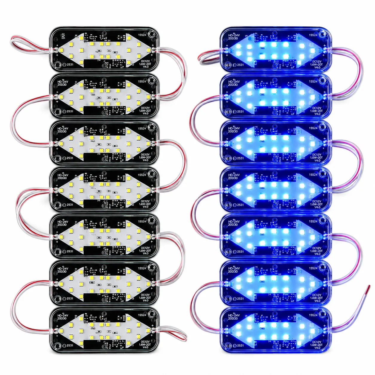 Modulo LED de doble flecha con funciones azul (Tira de 20 piezas)