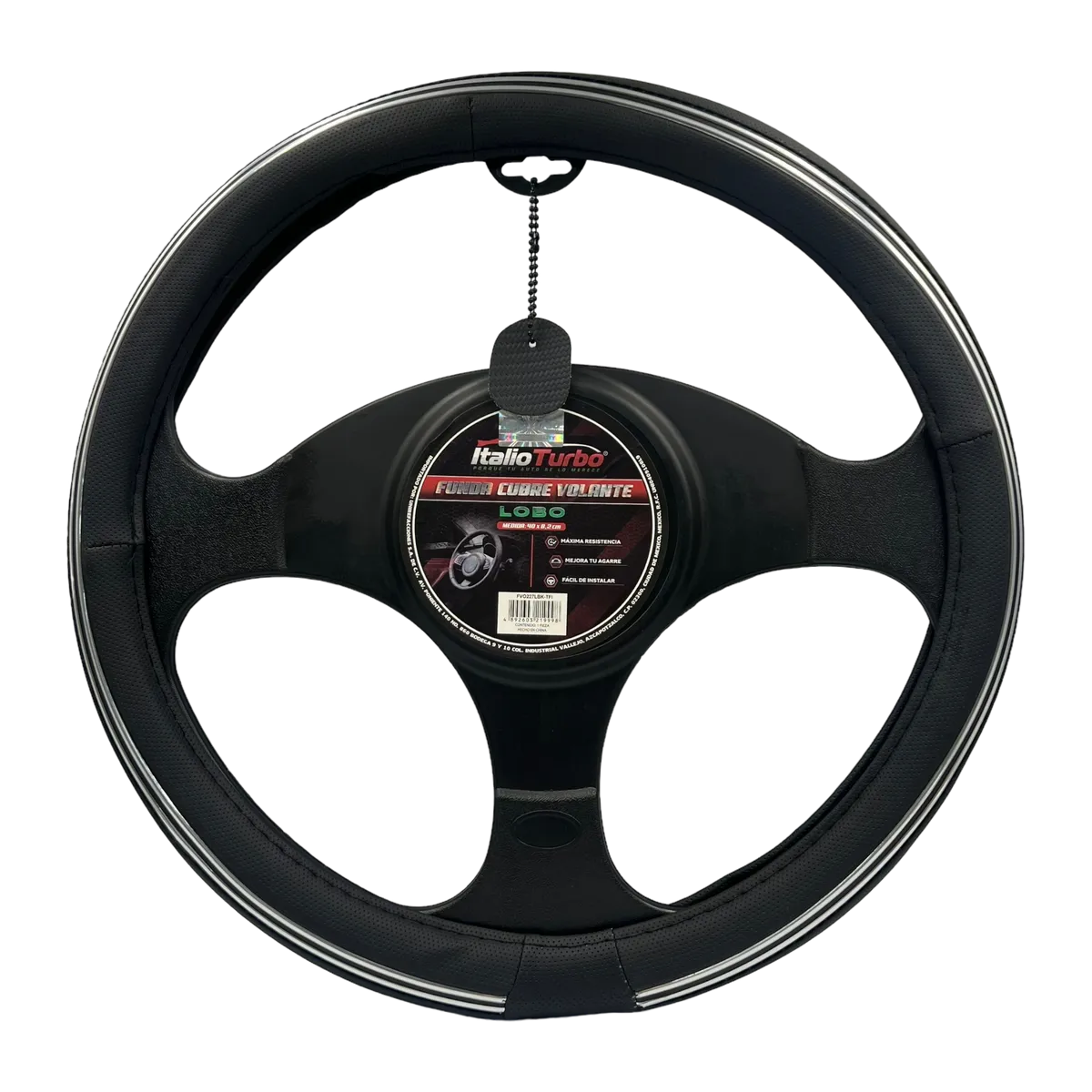 Cubrevolante de vinipiel para camioneta con tira cromo