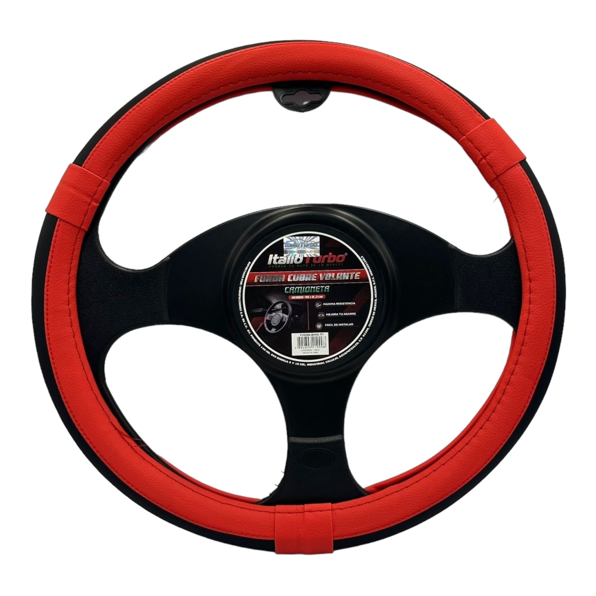 Funda cubrevolante para camioneta negro con rojo