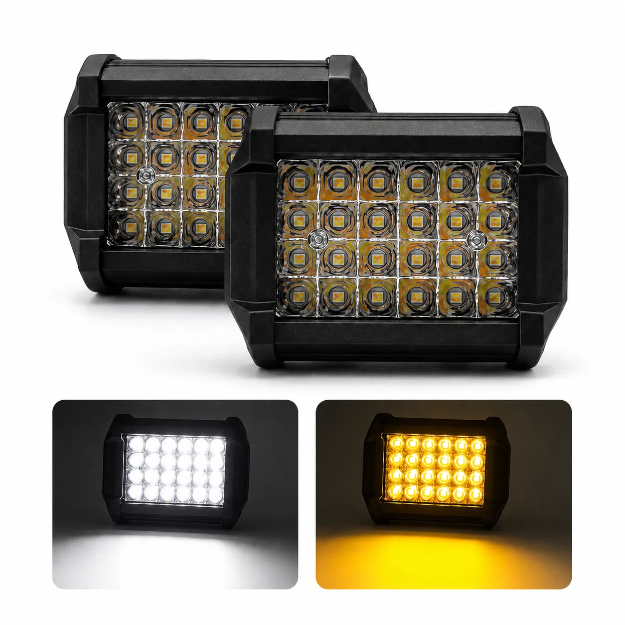 Faro tipo dually bicolor (blanco/ámbar) con 24 LED