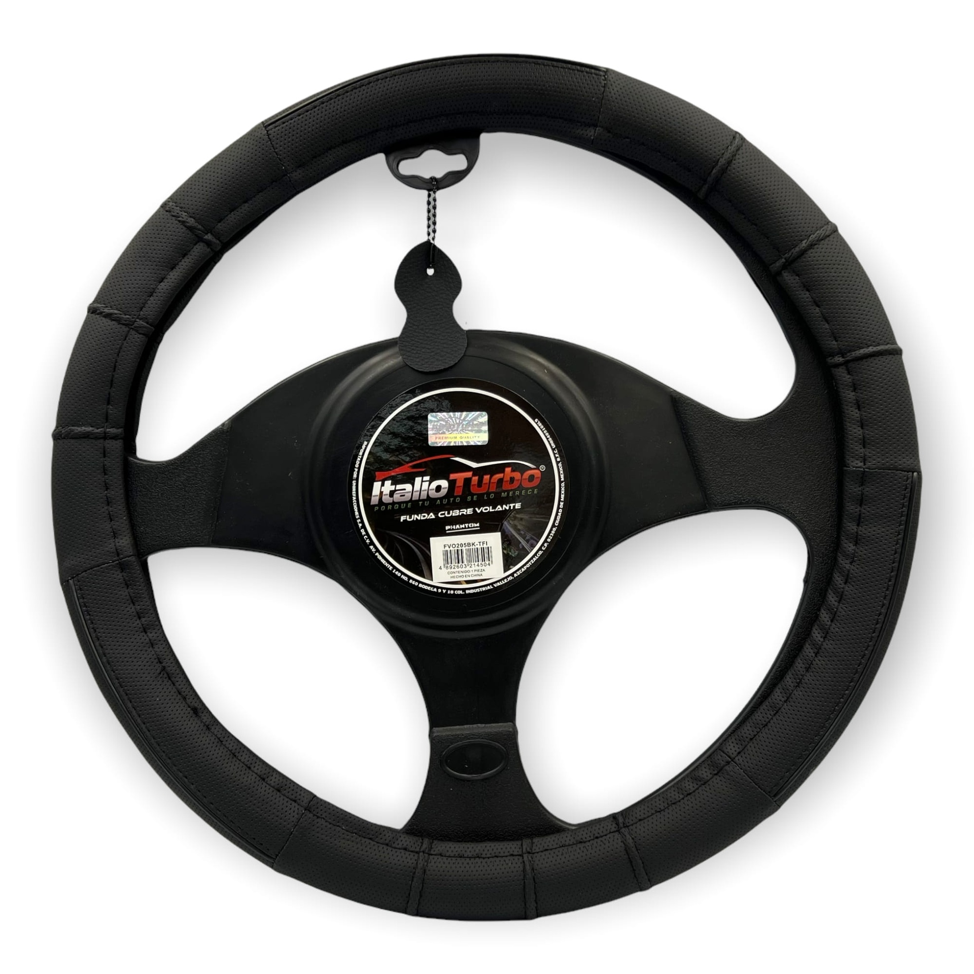 Funda cubrevolante de vinipiel negro con relieve
