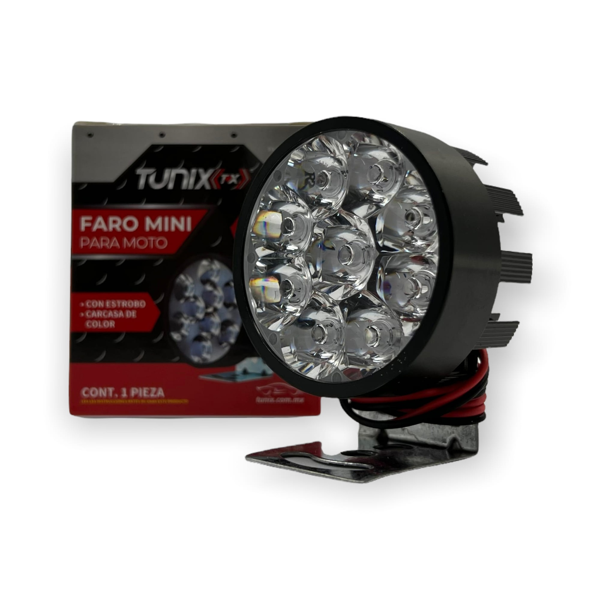 Faro de 9 LED carcaza negra luz bicolor (blanco/ámbar)