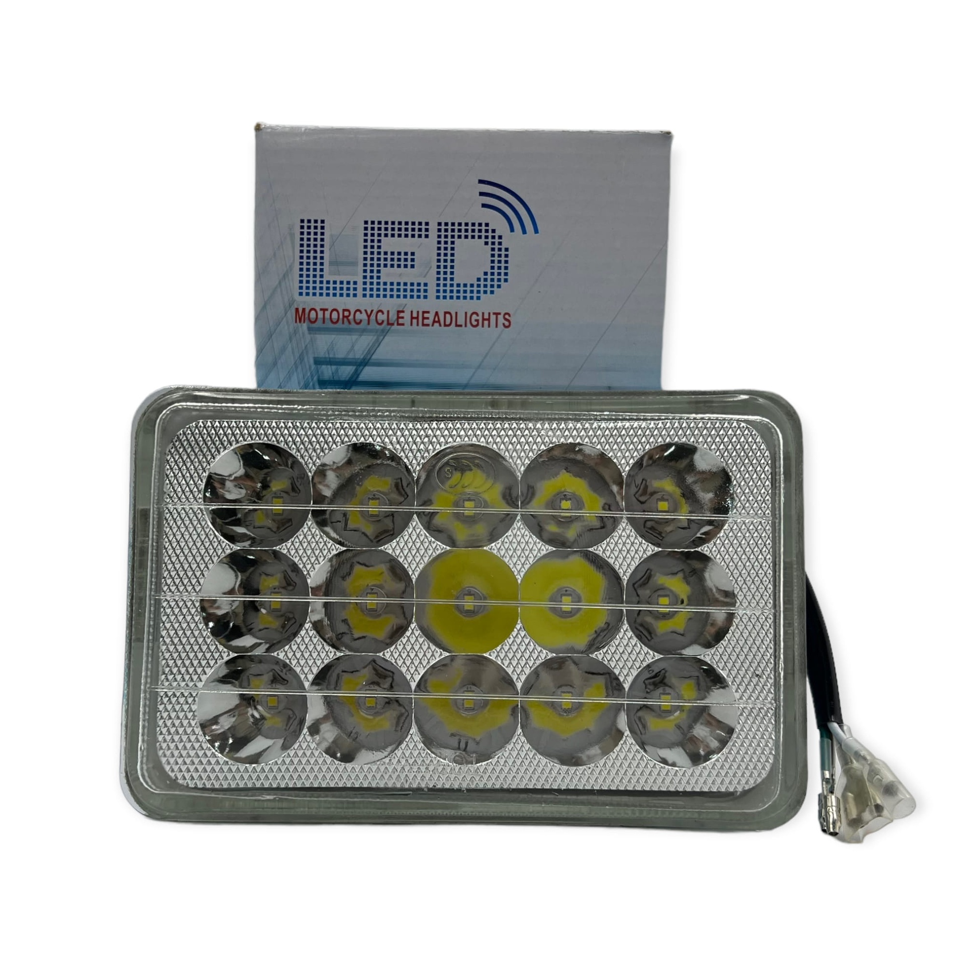 Faro para moto rectangular de 15 LED con cuarto azul