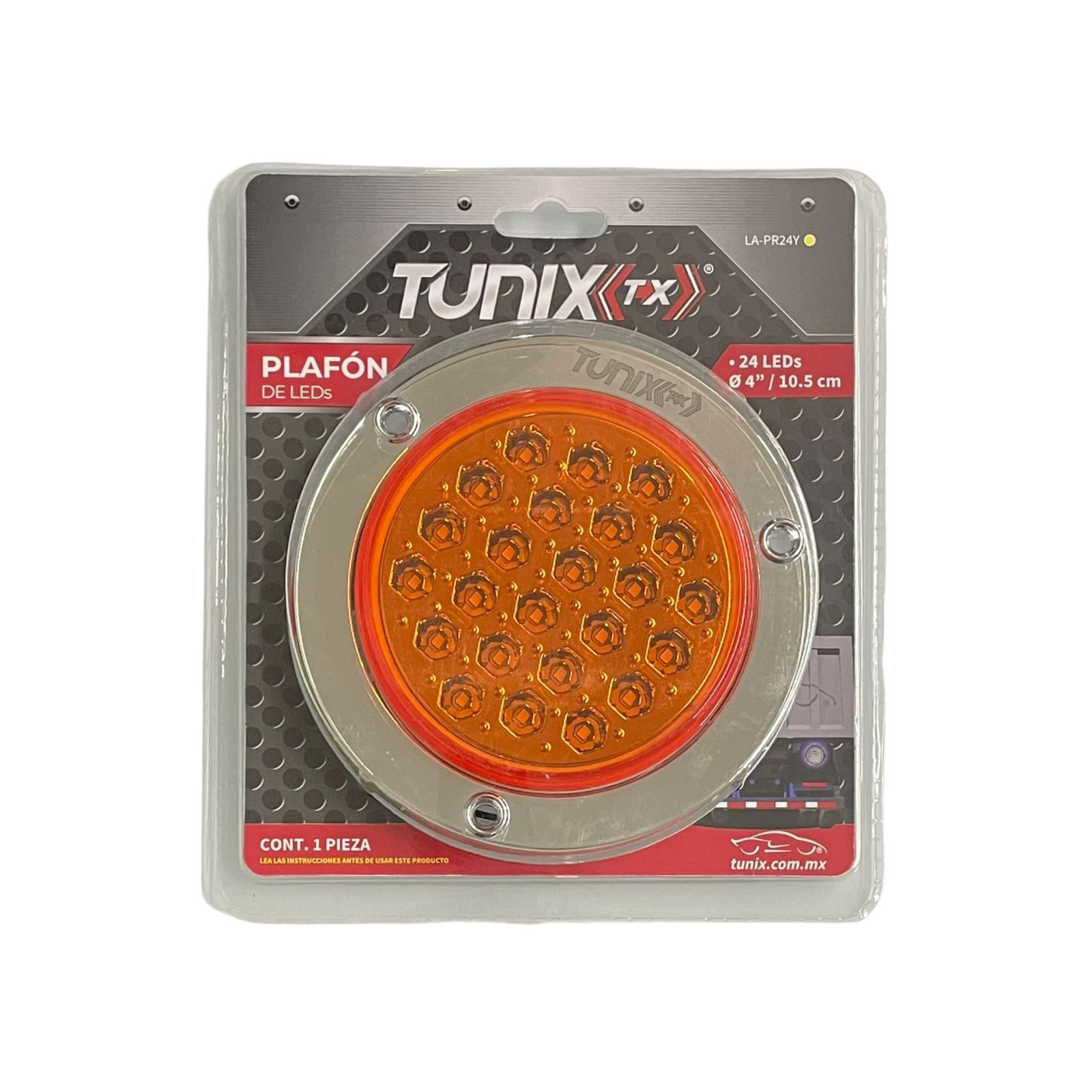 Plafón multivoltaje redondo universal de 24 LED · Ámbar