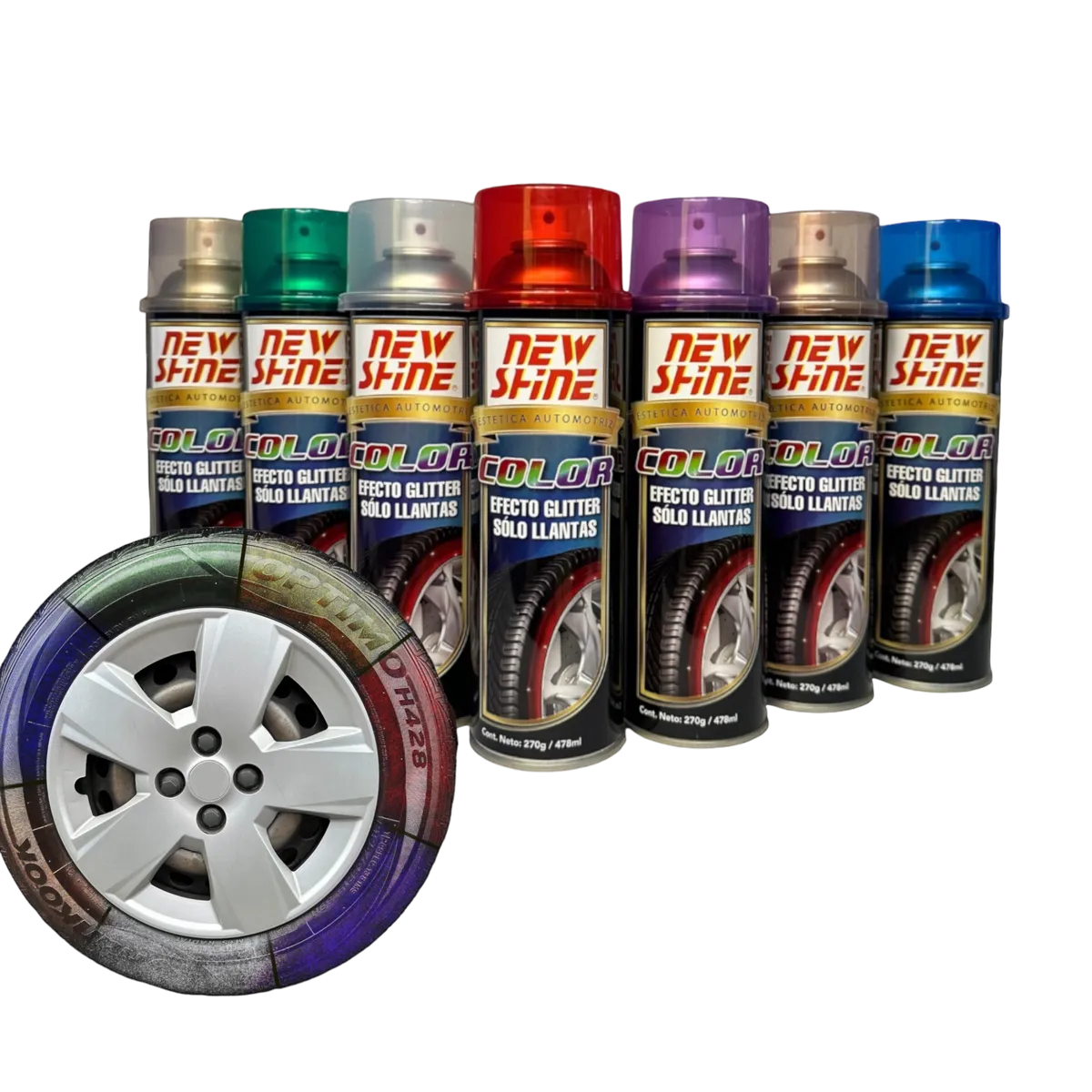 New shine efecto glitter para llantas · Cobre