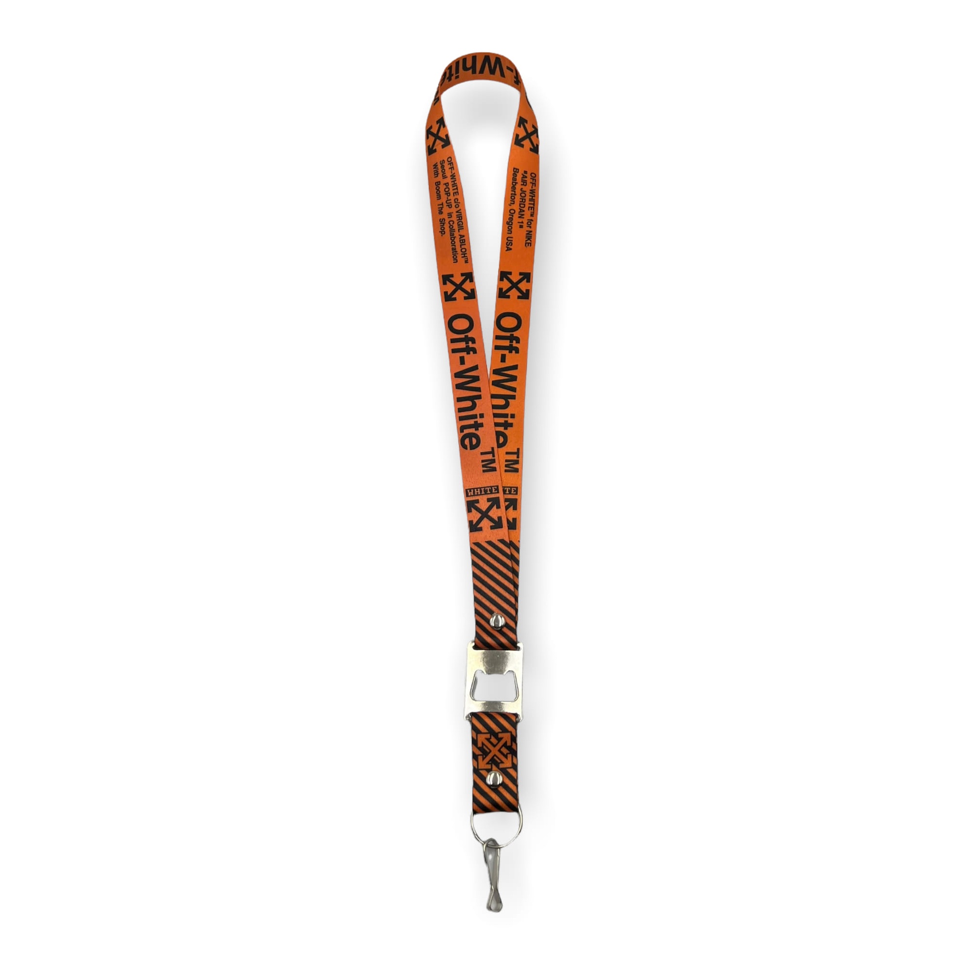 Lanyard con destapador Off White · Naranja