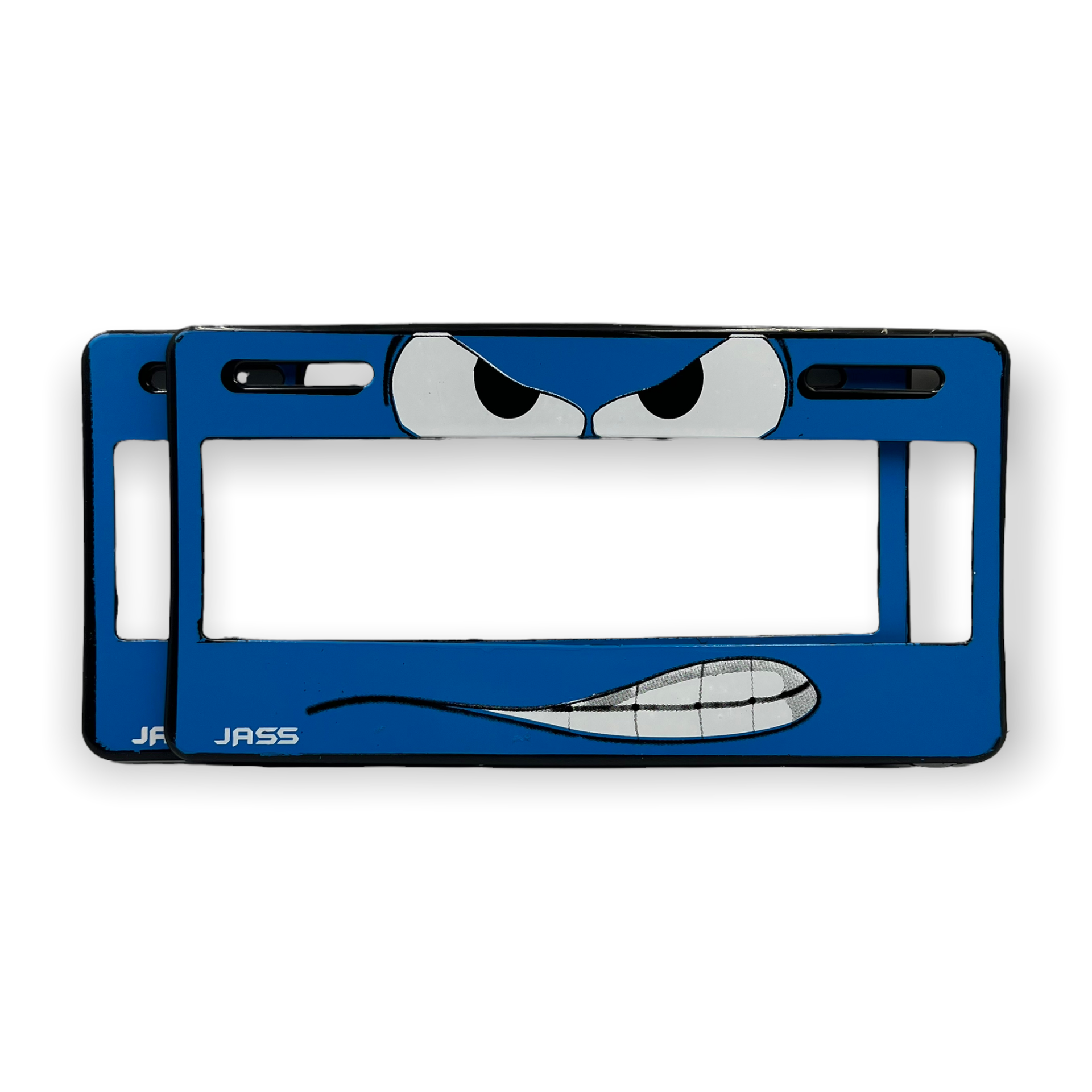 Portaplaca flexible angry face — Azul