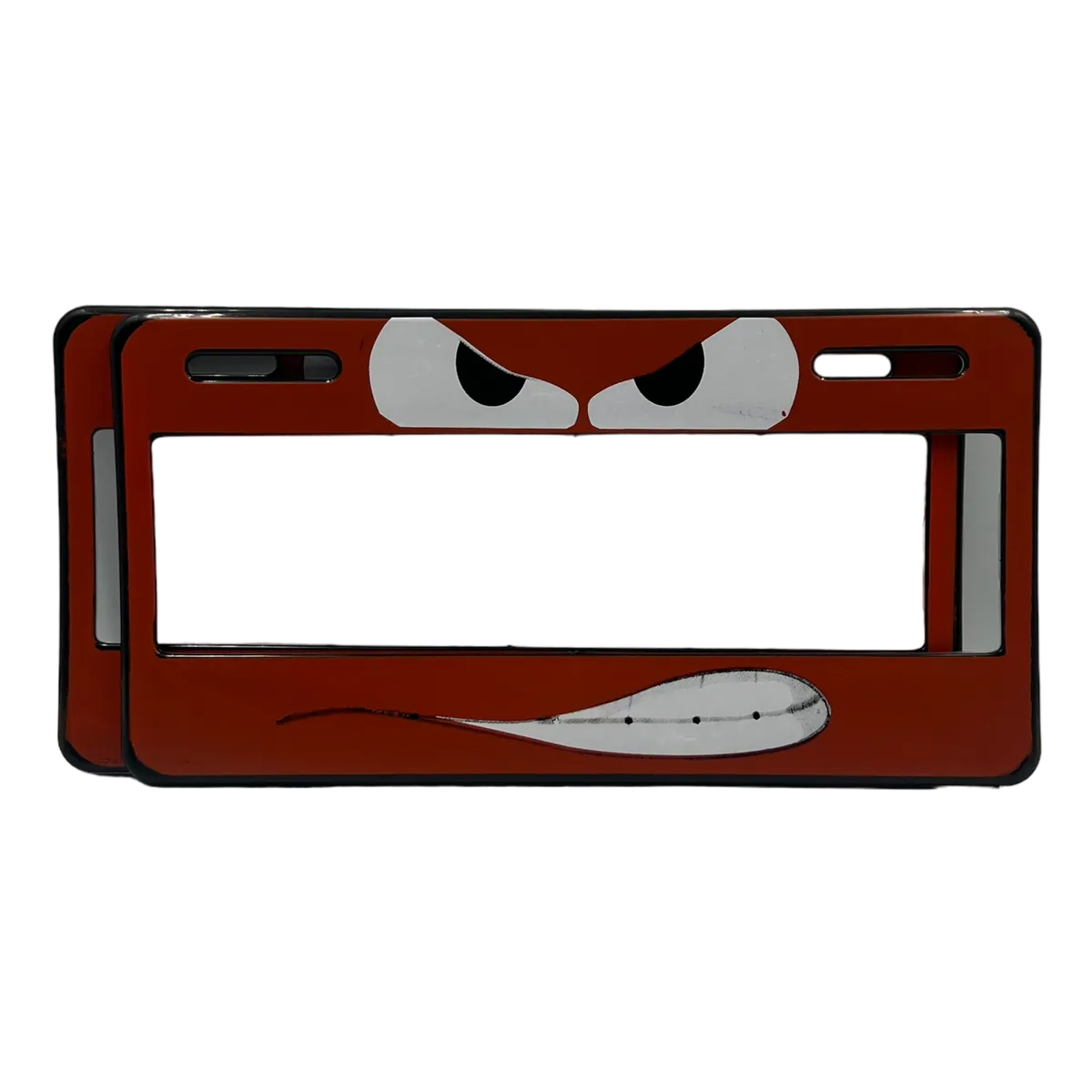 Portaplaca flexible angry face — Naranja