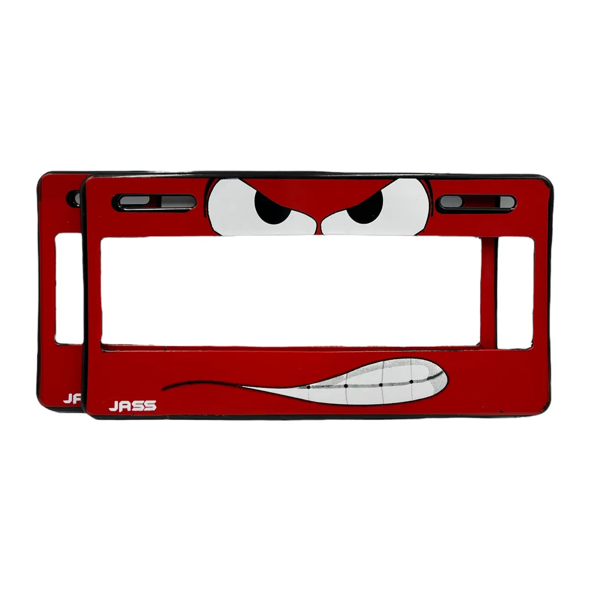 Portaplaca flexible angry face — Rojo